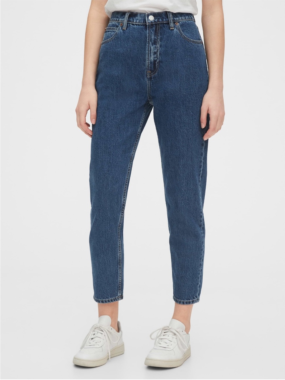 GAP Cropped High-Rise Jeans in Medium Blue